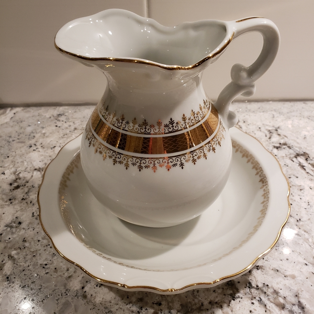Andre Richard made in Japan porcelain pitcher with bowl.